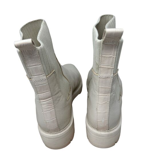 Dolce Vita CLEAR Linza Ivory Leather Chelsea Ankle Booties Chunky Y2K Womens 10 - Picture 4 of 8